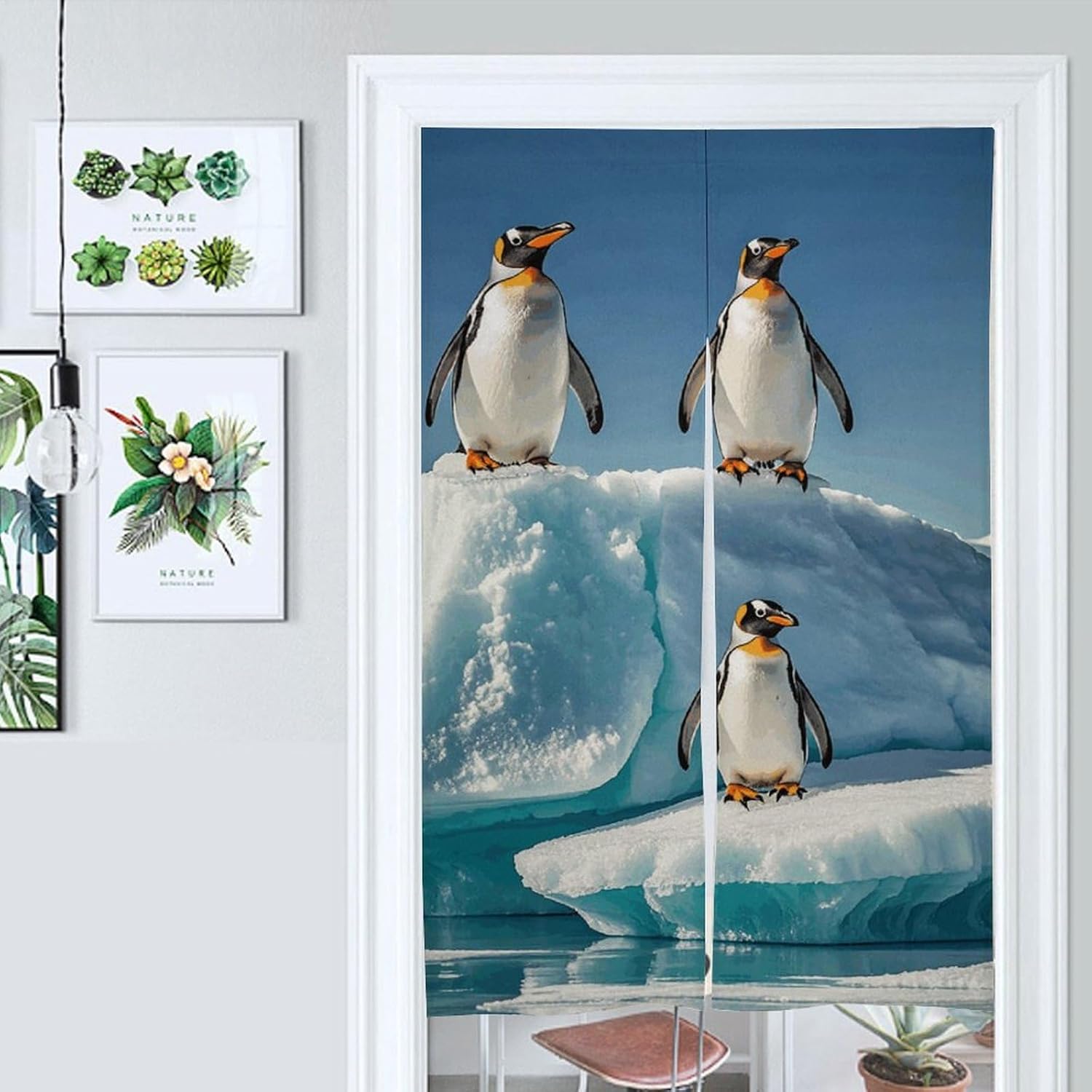 Penguins On Iceberg Door Curtain 57x17 Inches
