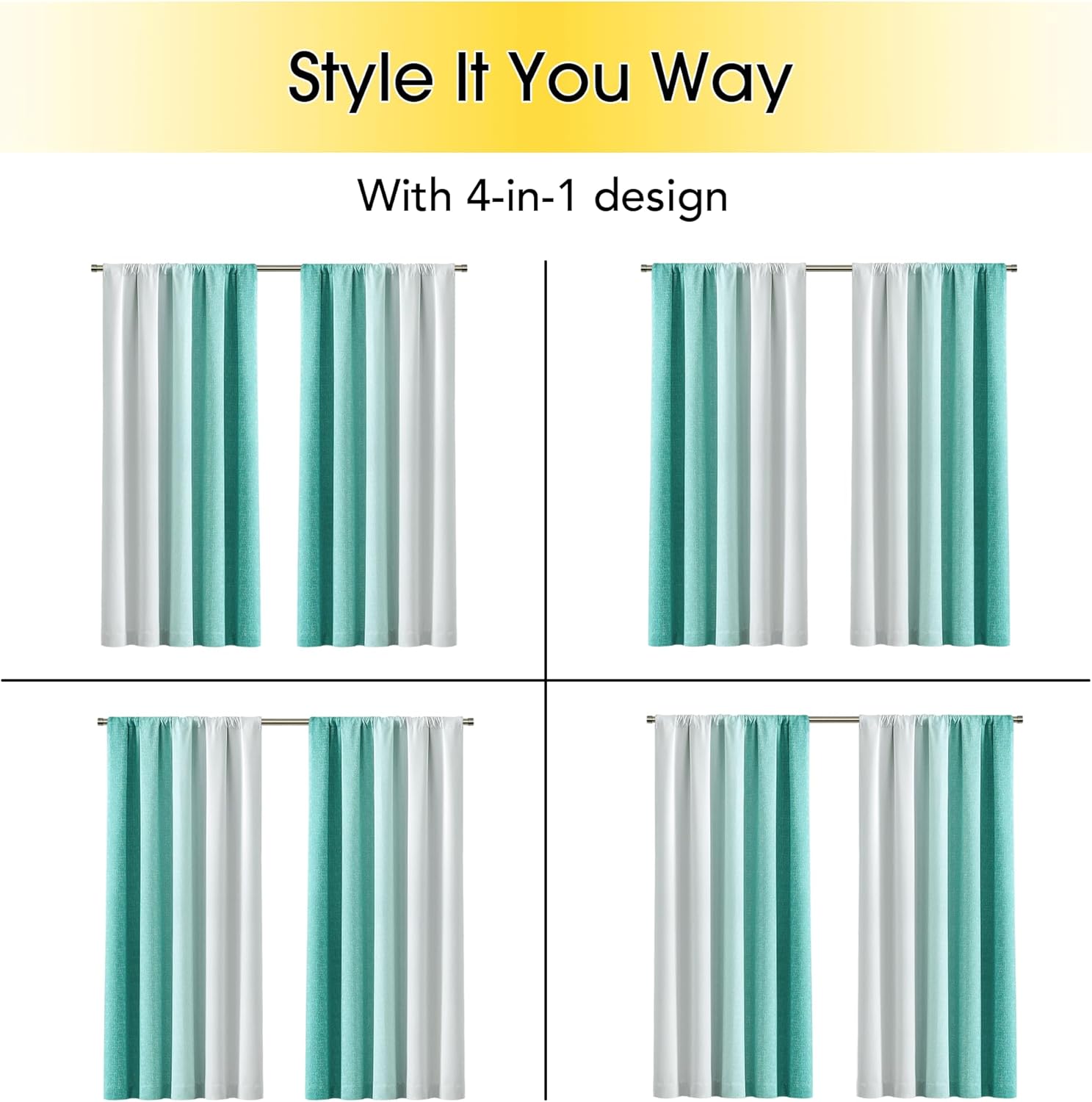 Geomoroccan Ombre Blackout Curtains 54 Inch 2 Panels