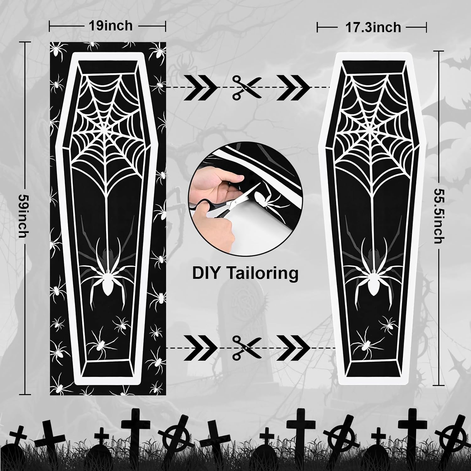 ASPMIZ Halloween Runner Rug Black Gothic Design