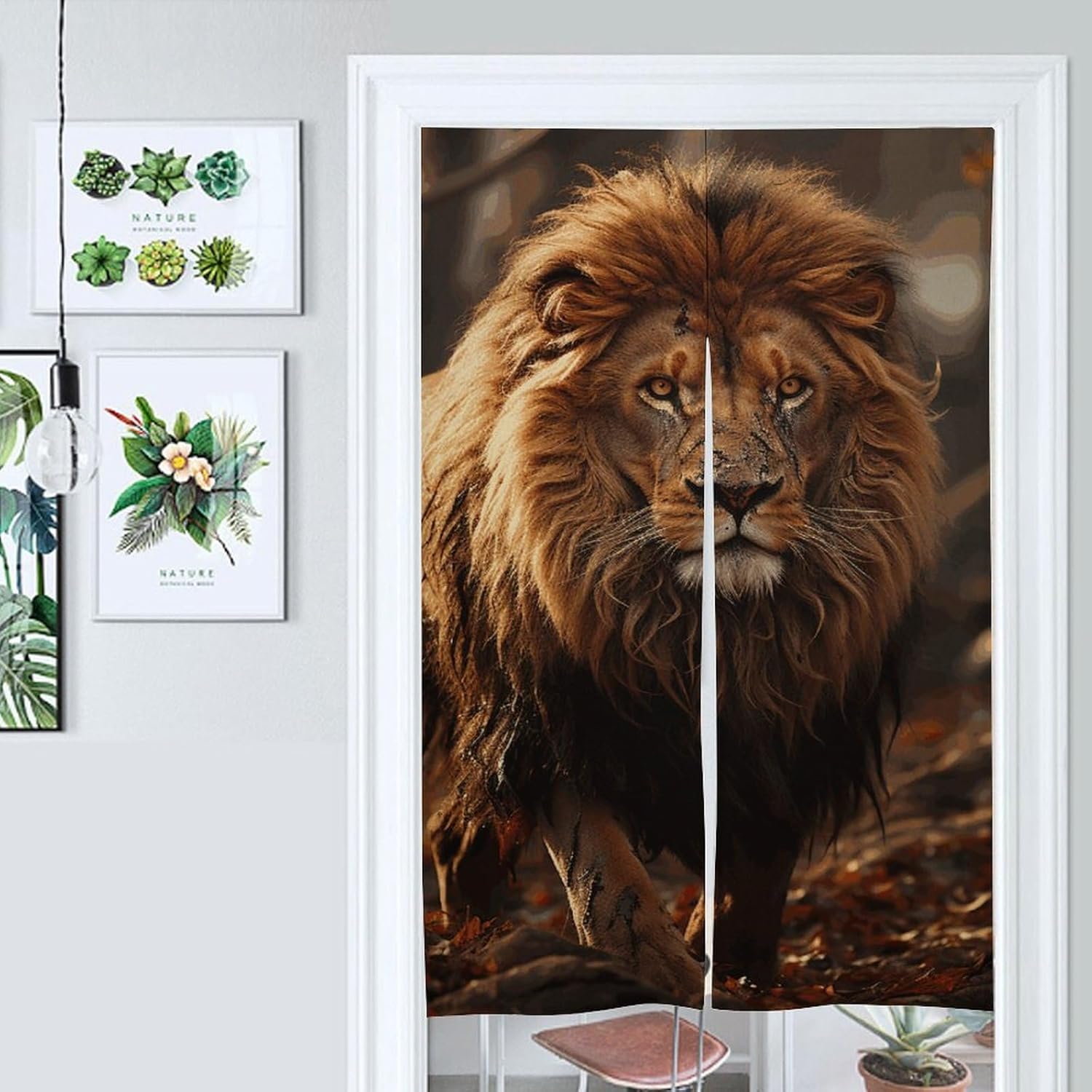 Lion Image Door Cover Curtain 57x17 Inches