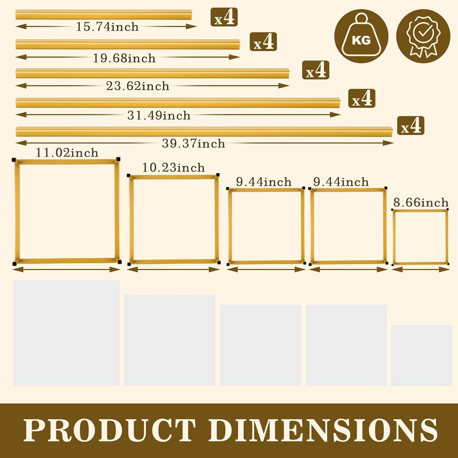 5 Pcs Gold Cylinder Stands for Party and Wedding Displays