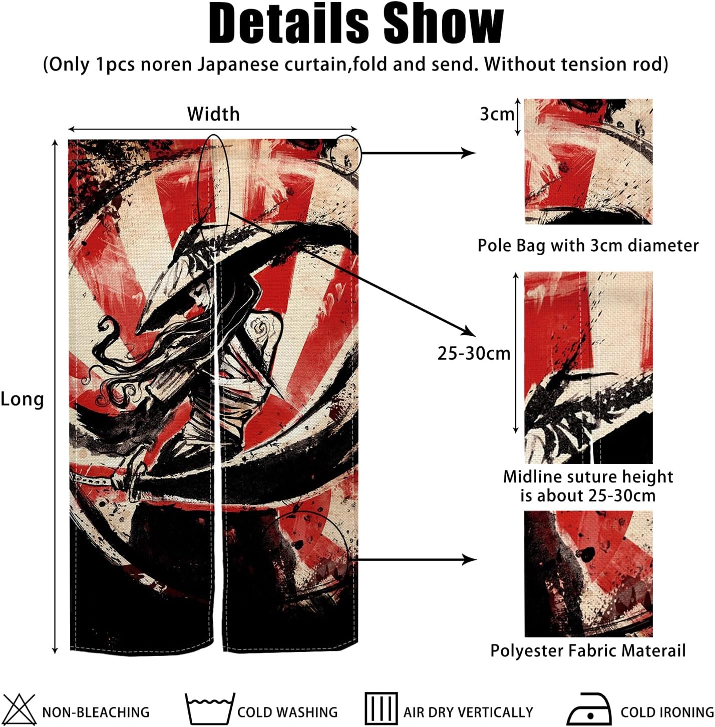 Traditional Japanese Noren Door Curtain 34x60 Inches