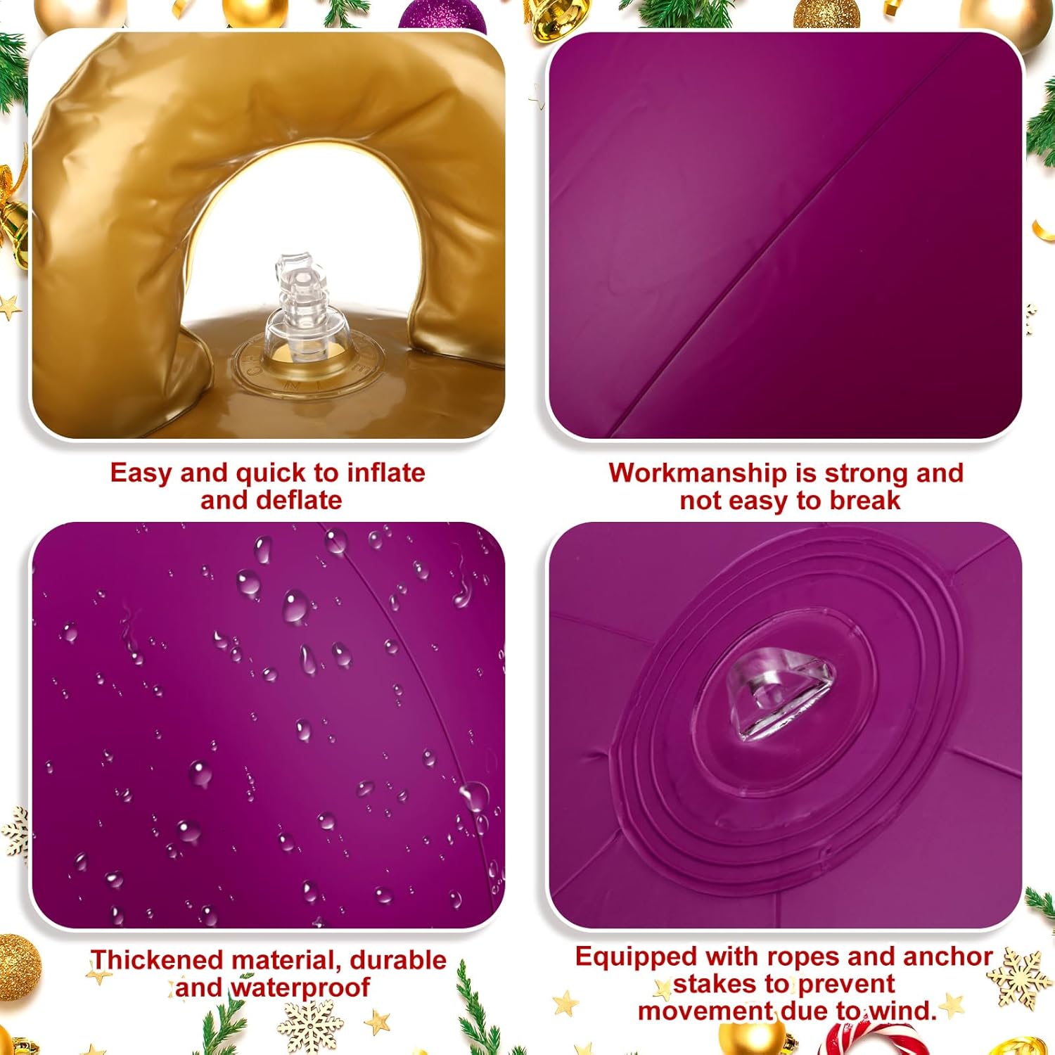 Jetec 4 Pcs 32 Inch Purple Inflatable Christmas Decor Ball