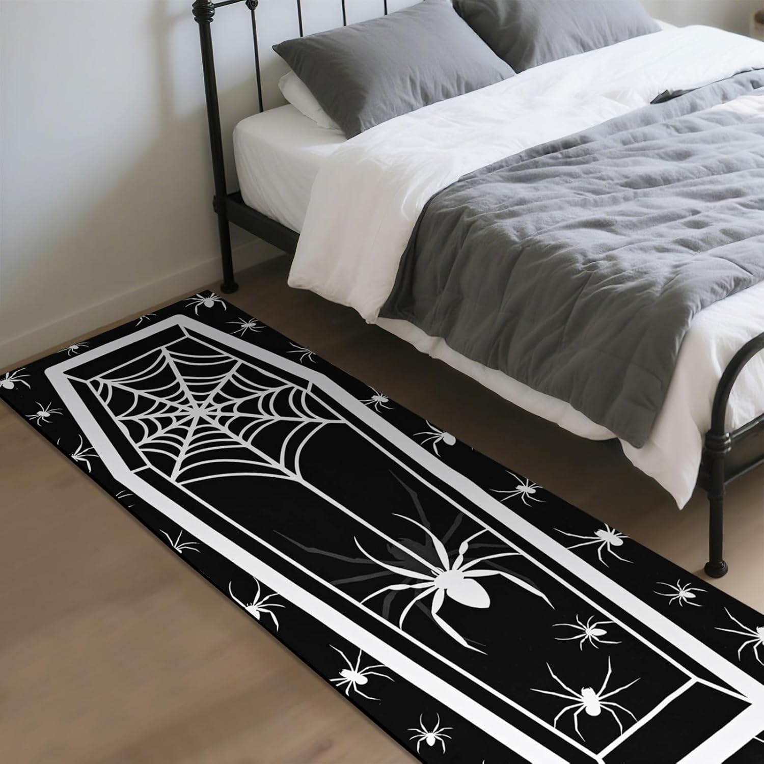 ASPMIZ Halloween Runner Rug Black Gothic Design
