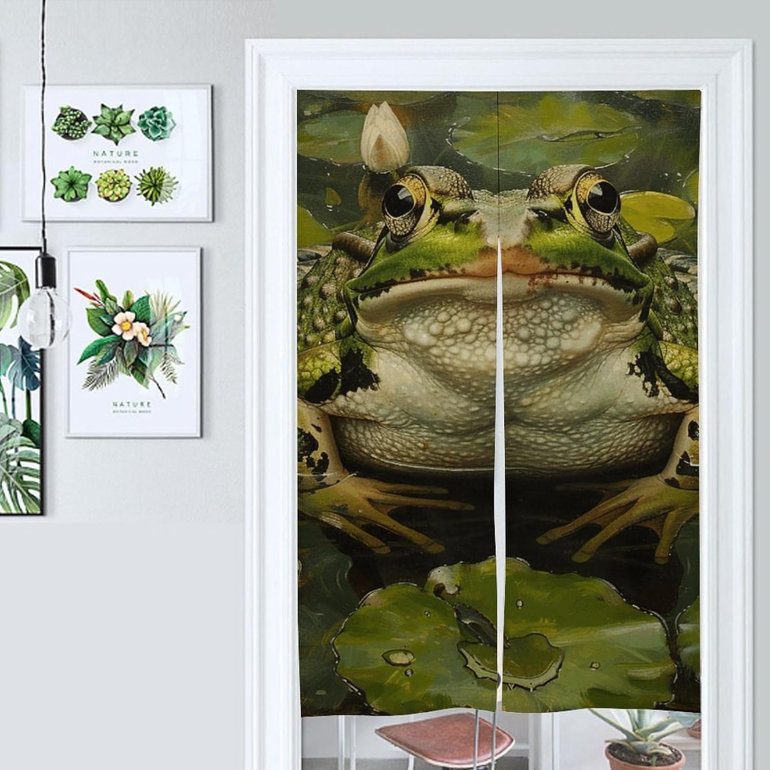 Lily and Frog Door Cover Curtain 57x17 Inches
