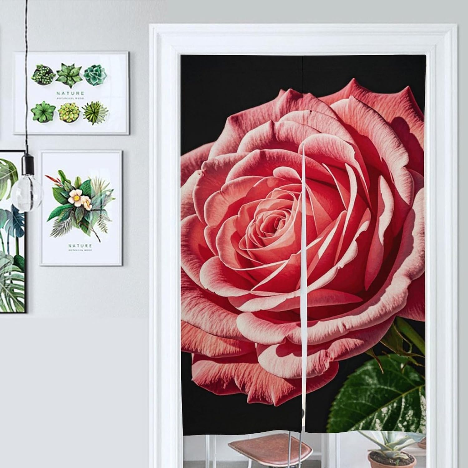 Rose Flower Door Cover Curtain 57x17 Inches