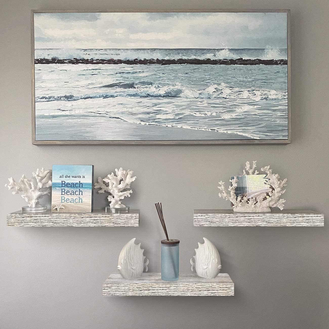 Sorbus Floating Shelves 3 Pack 16 Inch Rustic