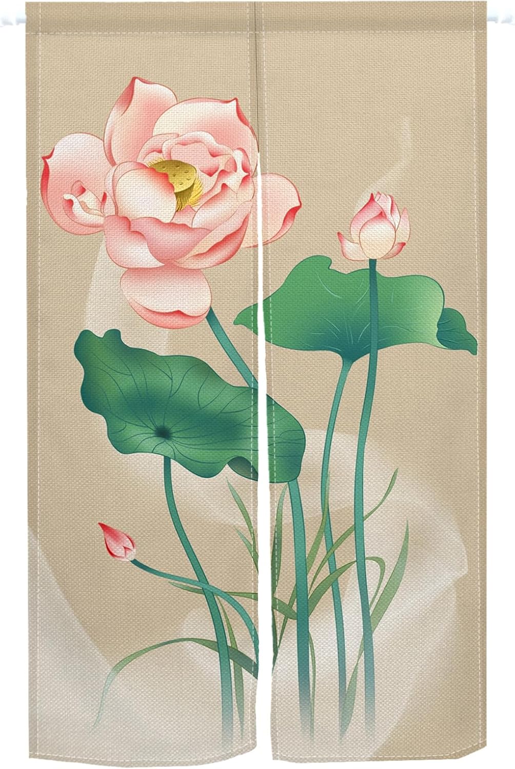 Pink Lotus Flower Door Curtain Noren Tapestry 335x473 In