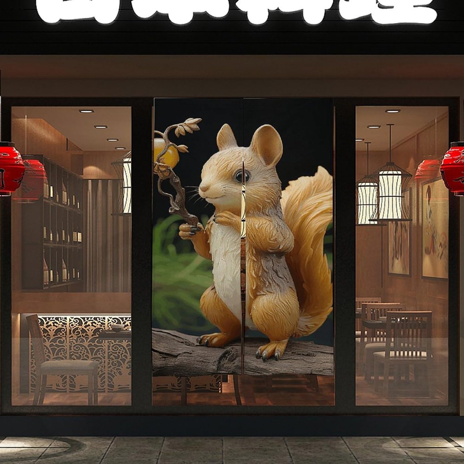 Resin Squirrel Door Cover Curtain 57x17 Inches