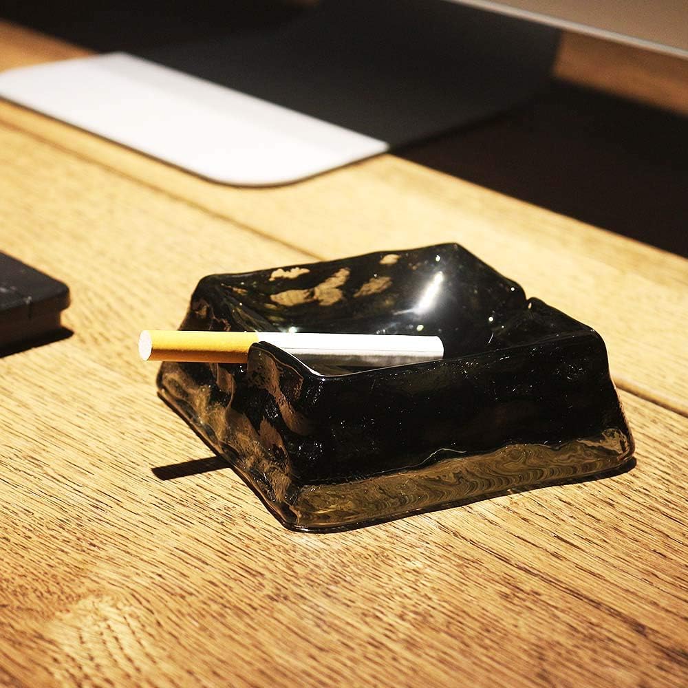 Dark Grey Ceramic Ashtray with Modern Design