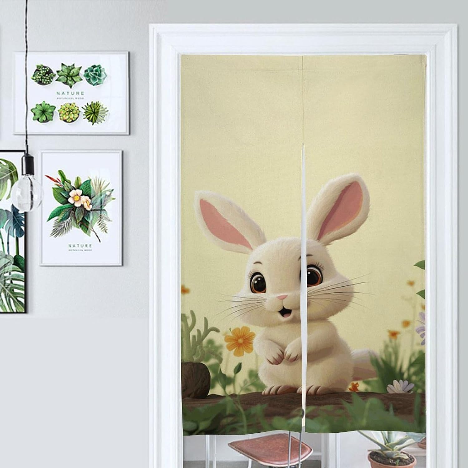 Cute Bunny Door Curtain Split 17x57 Inch Blackout Panel Divider