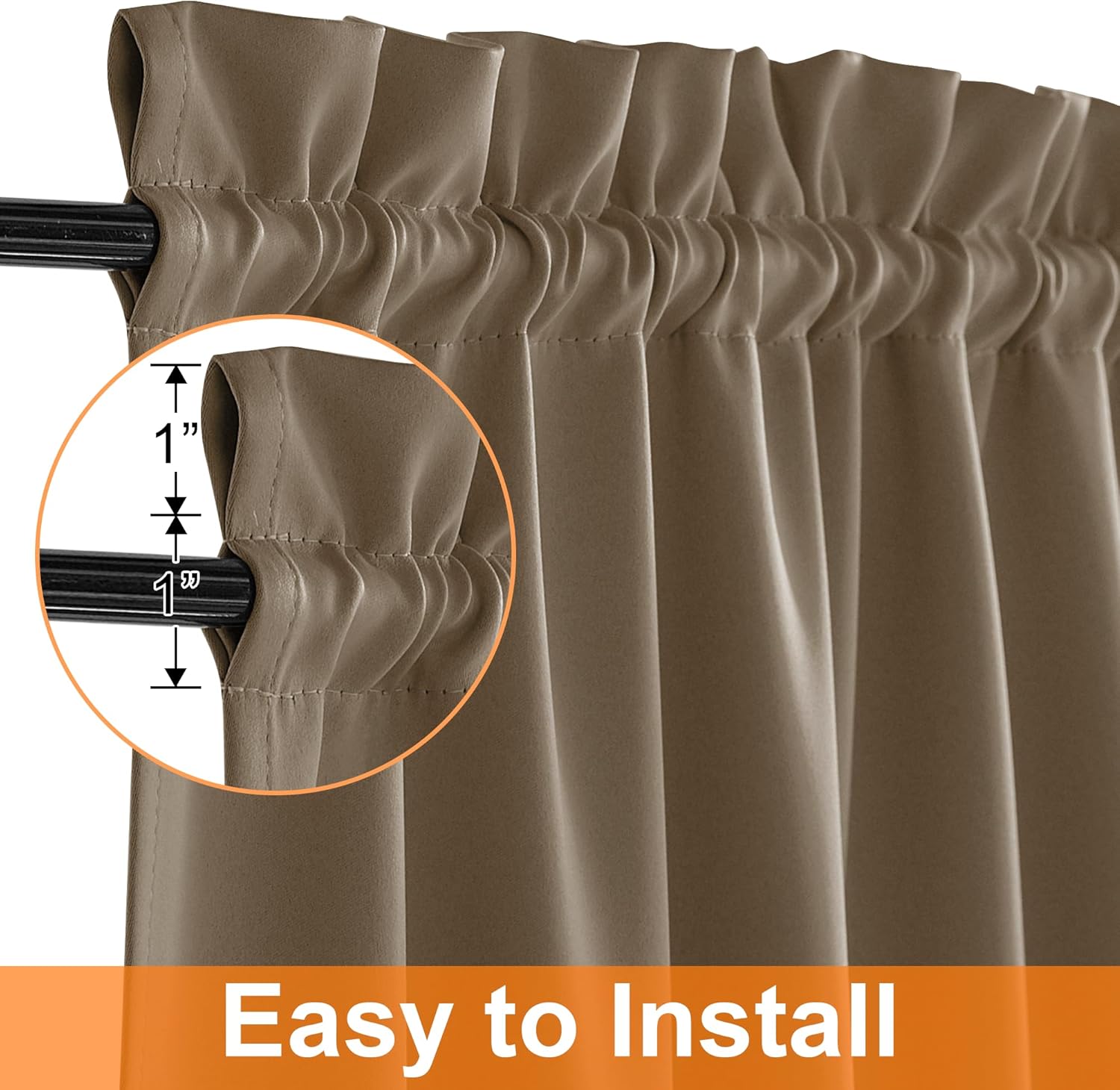 RYB HOME Blackout French Door Curtain Panel