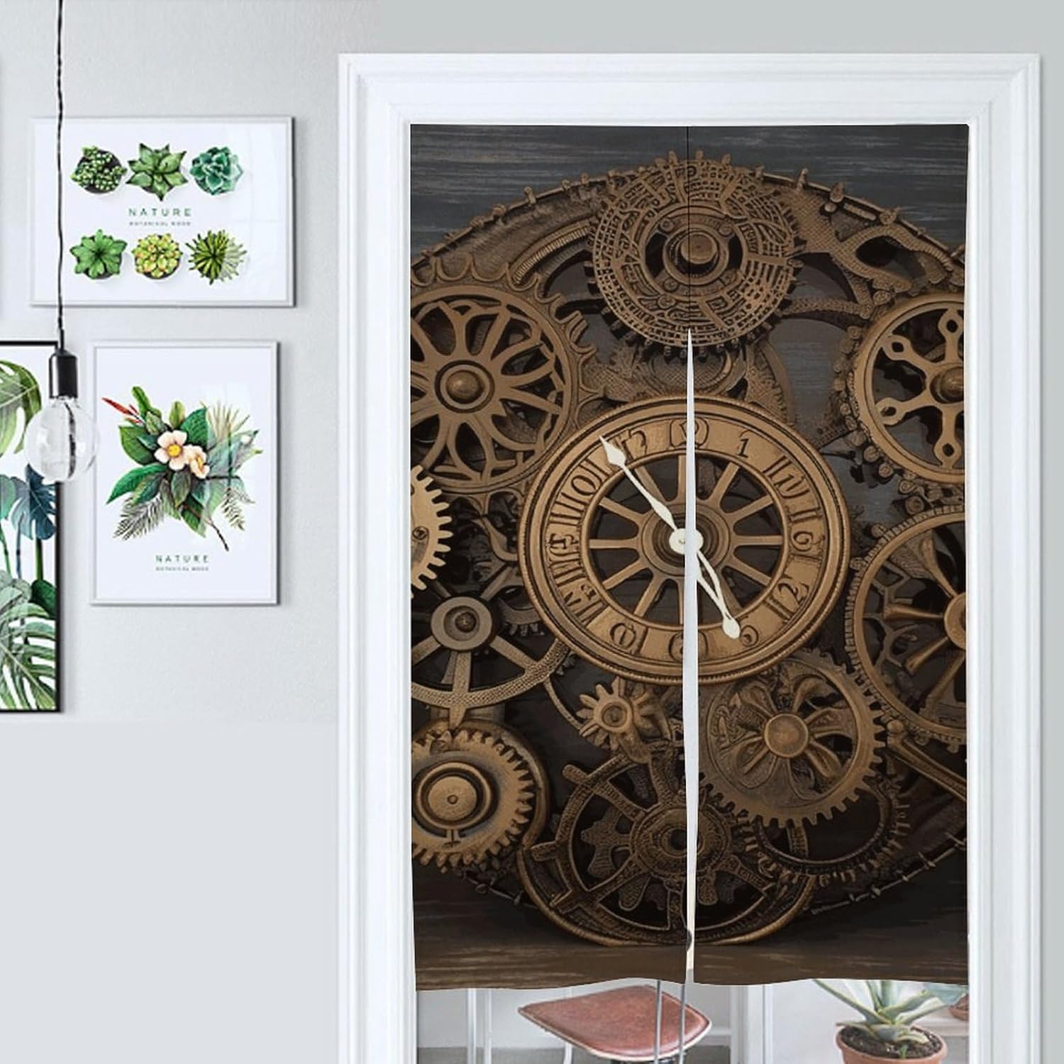 Steampunk Gears Clock Door Curtain Panel 17x57 Inch