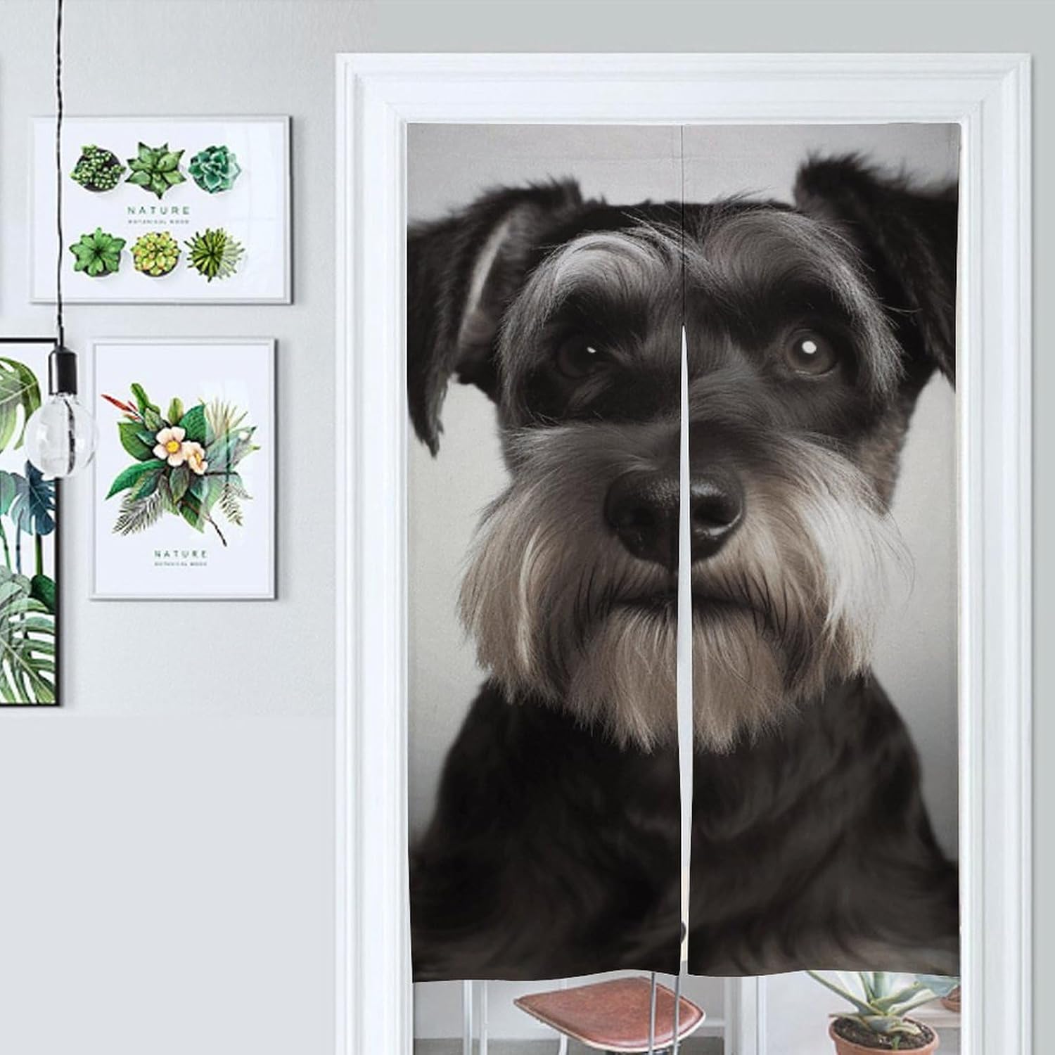 Cute Schnauzer Door Cover Curtain 57x17 Inches