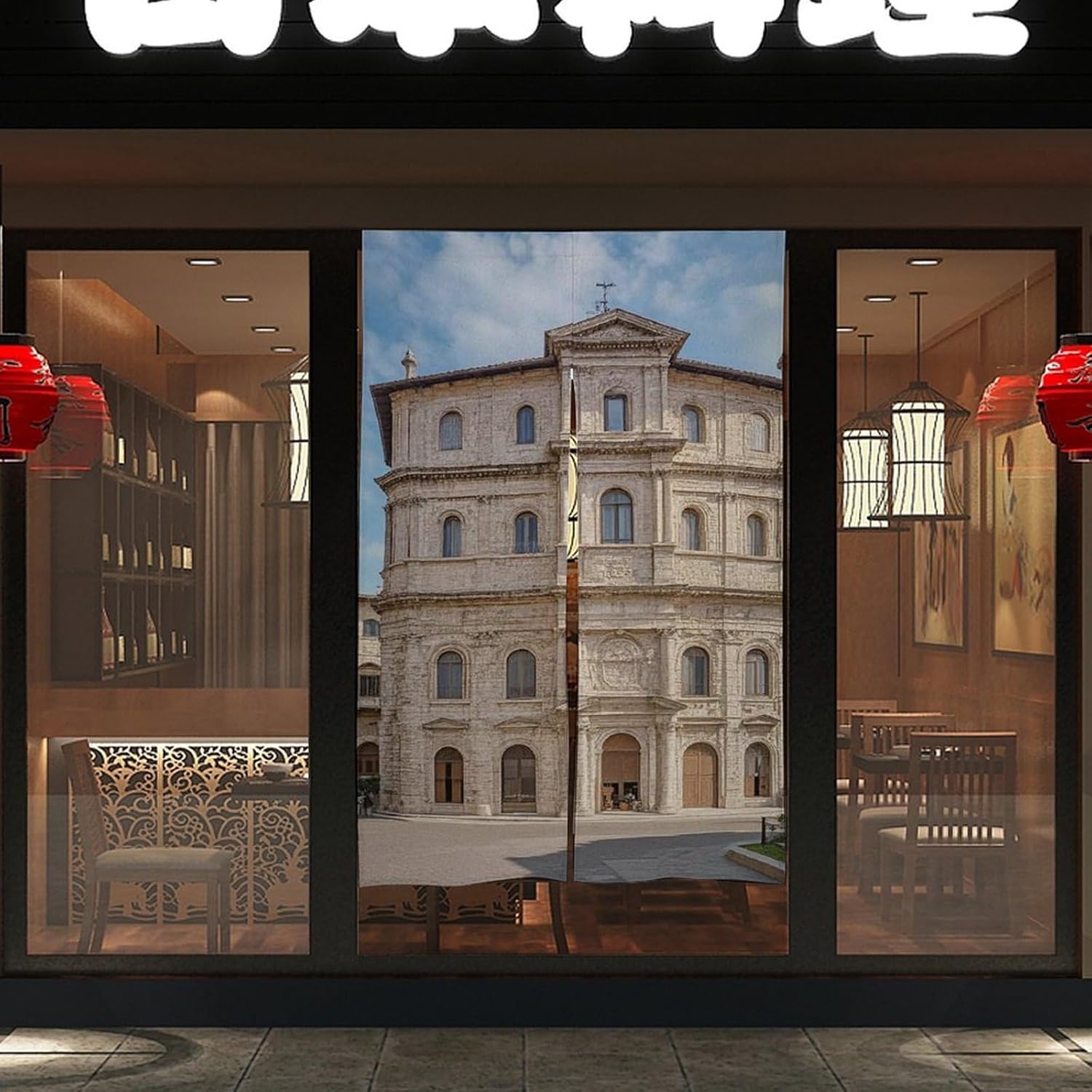 Italian Small Town Door Cover Curtain 57x17 Inches