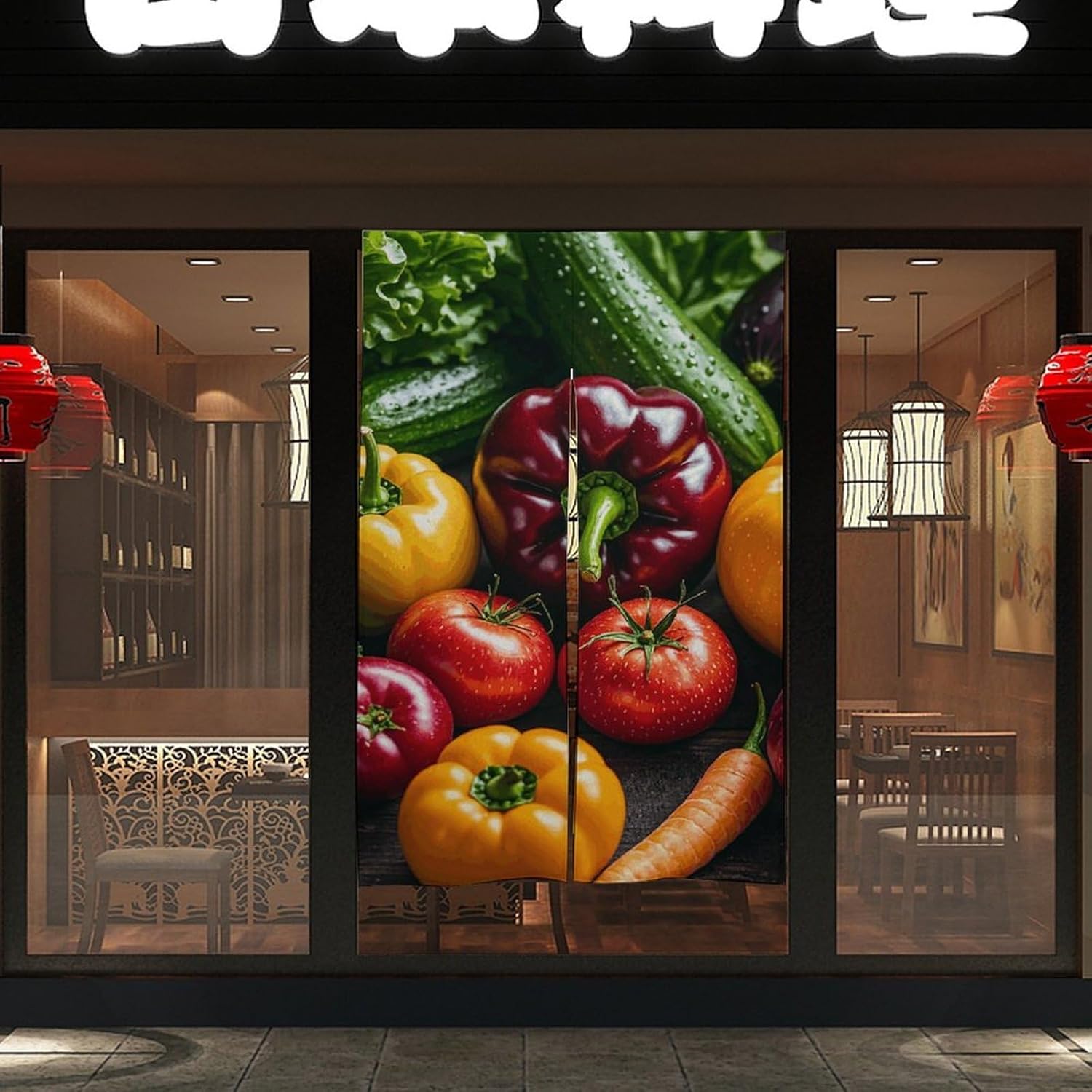 Fresh Vegetables Fruits Door Cover Curtain 57x17 Inch