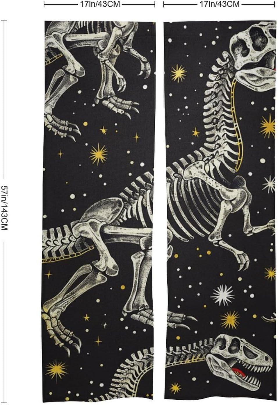 Dinosaur Skeleton Door Curtain Split Panel 17x57 Inch