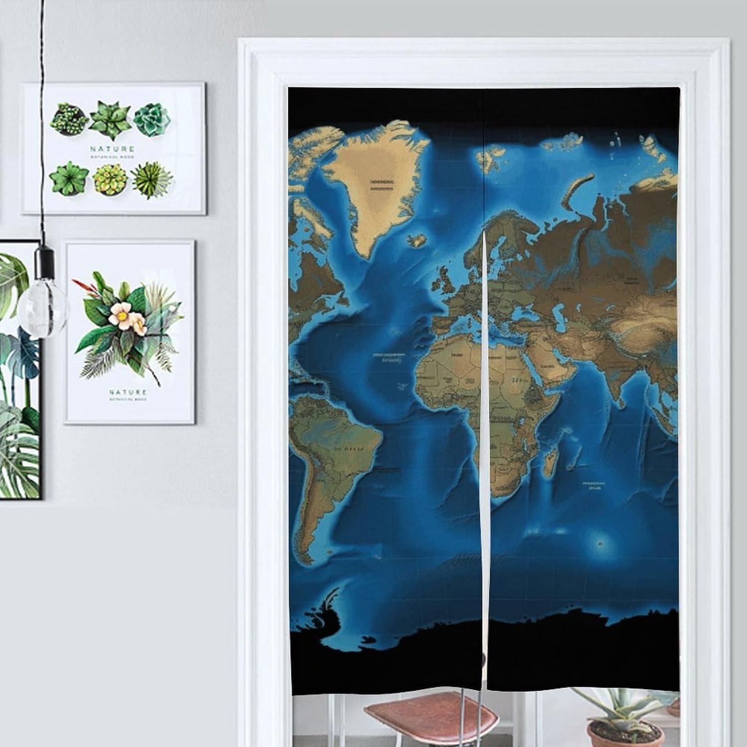 DWVSFJM World Map Door Curtain 57x17 Inches