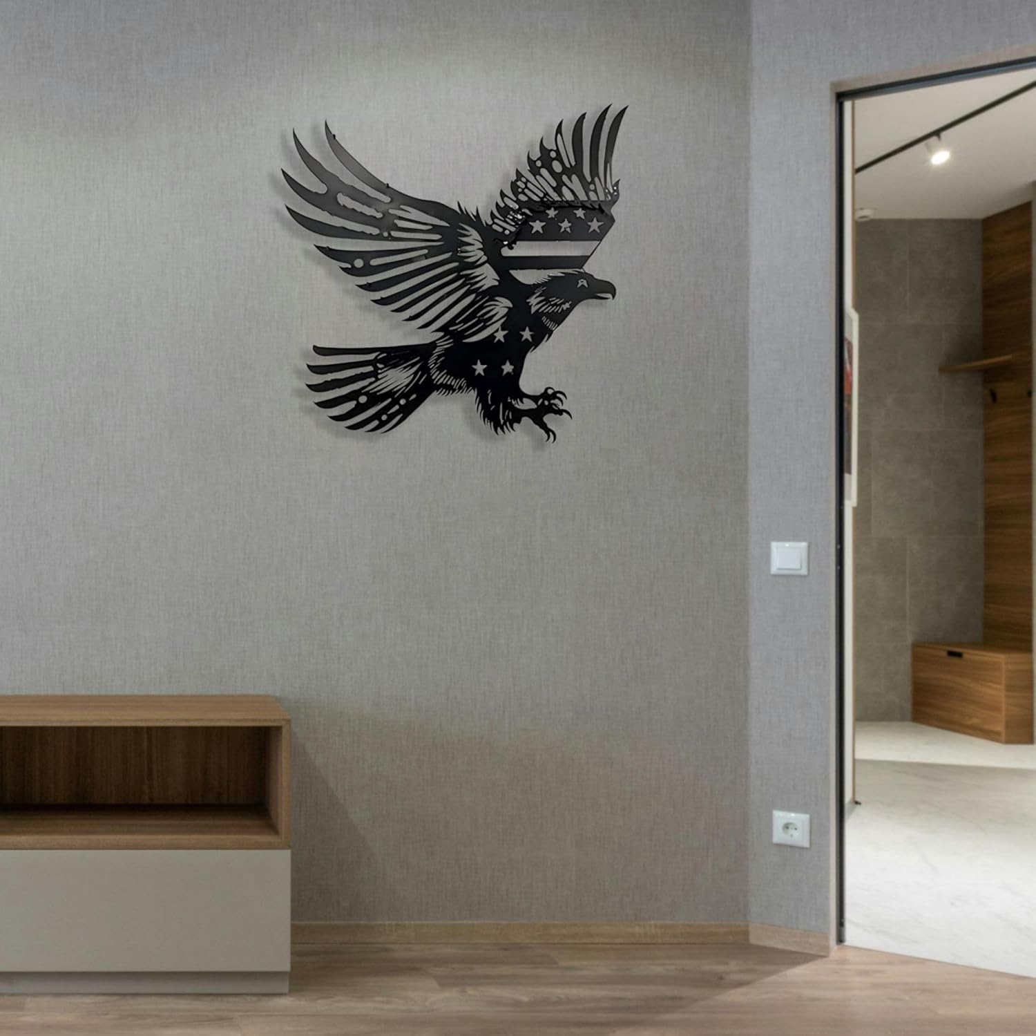 Patriotic Bald Eagle American Flag Metal Wall Art 30 Inches