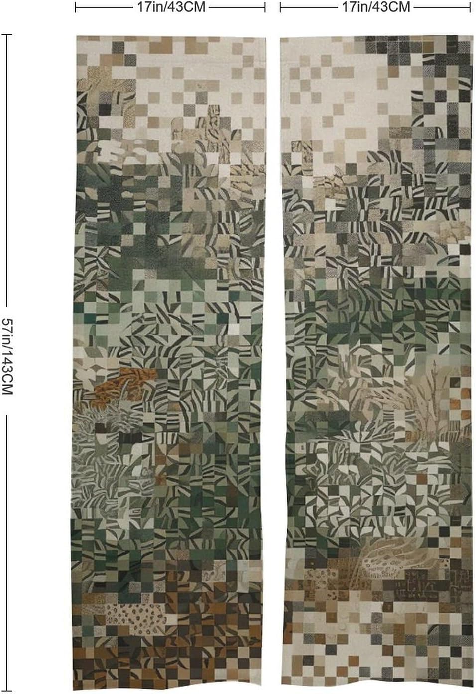 Japanese Noren Square Pattern Door Curtain 34x57 Inch