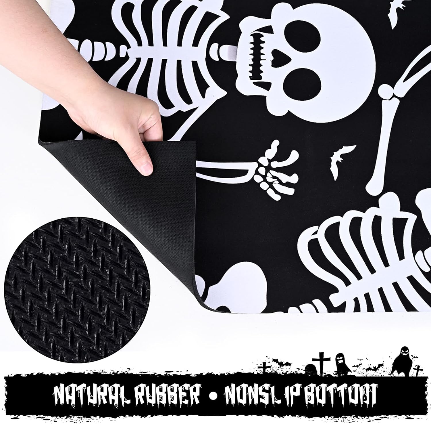 Likiyol Halloween Runner Rug with Skeleton Design