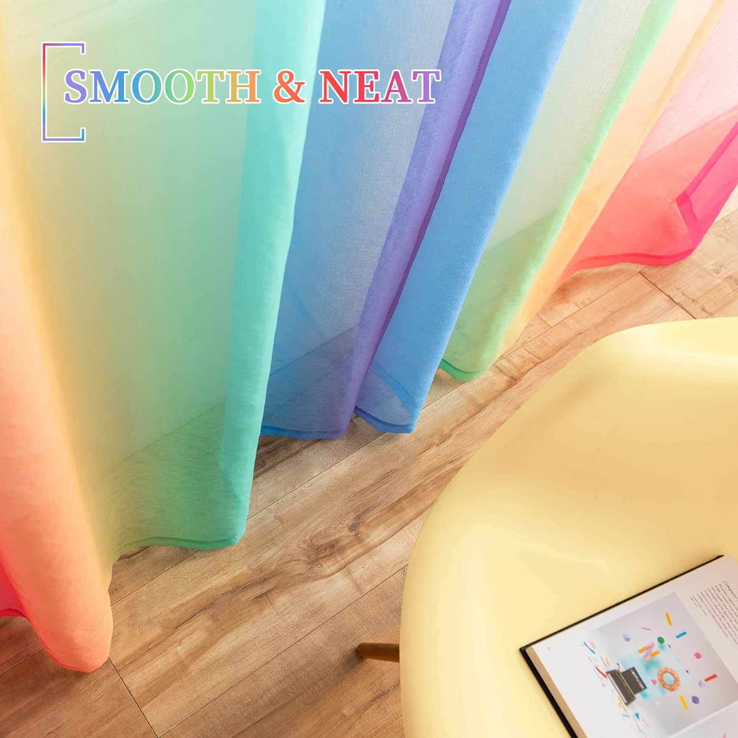 Anjee Rainbow Sheer Curtains 2 Panels 72 Inches Long