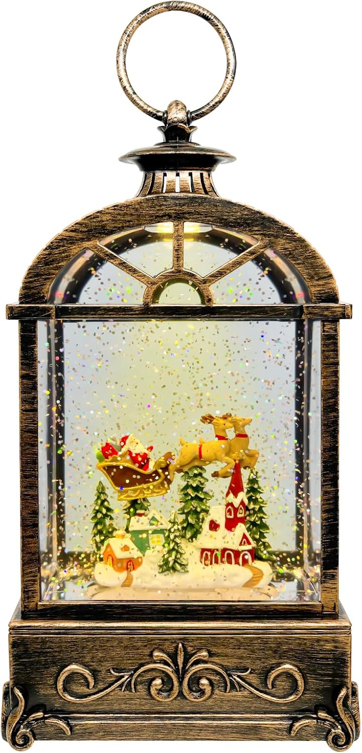 Musical Snow Globe Lantern with USB and Battery Power
