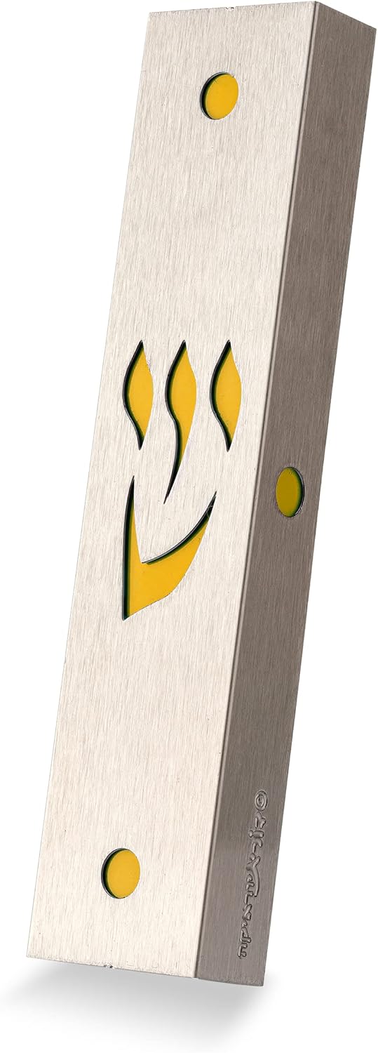 Modern Stainless Steel Mezuzah Case Yellow Shin