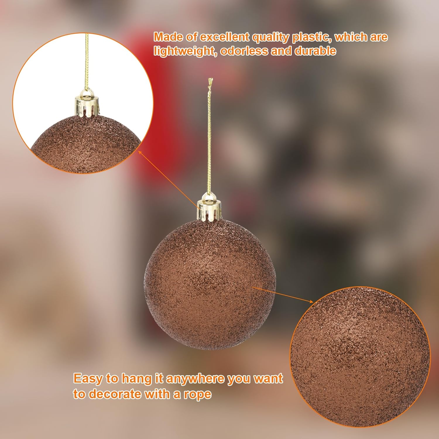 MECCANIXITY 24 Pcs Brown Christmas Tree Balls