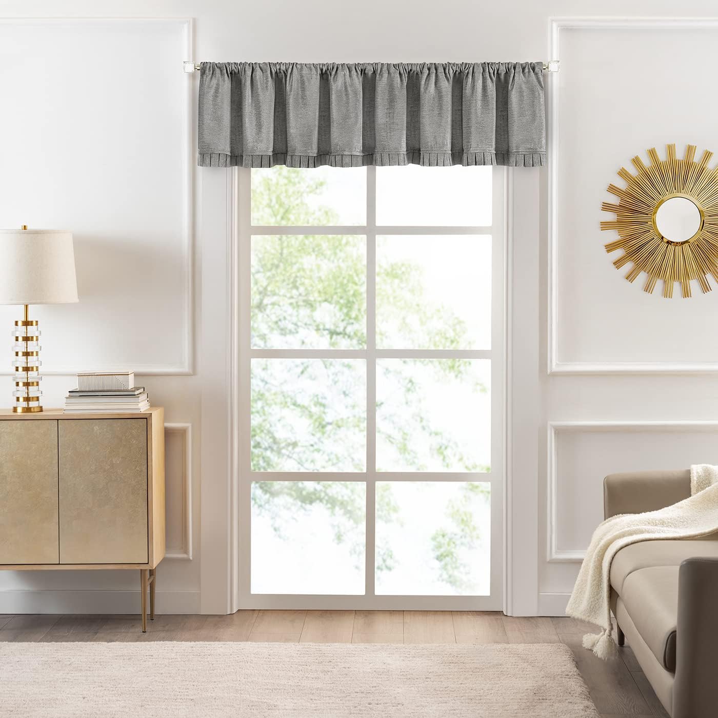 Woven Trends Semi Sheer Pinch Pleated Curtains Gray 52x14