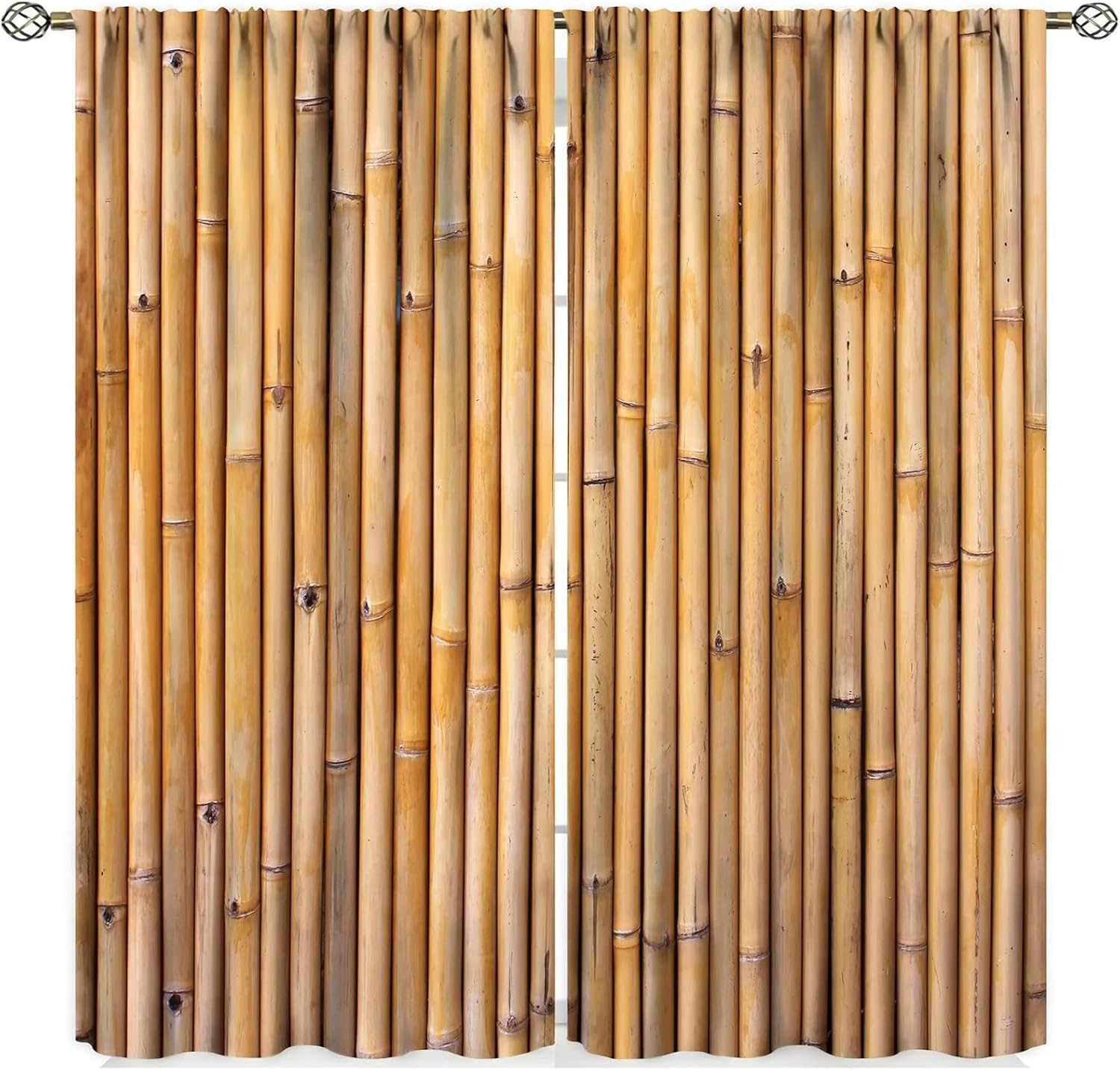 Bamboo Curtains 2 Panel Set 42x63 Inches