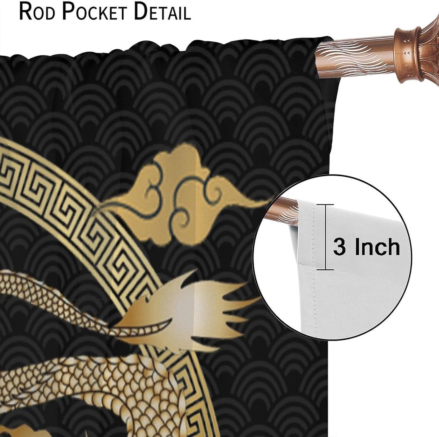 Asian Dragon Window Curtains Blackout 42x63in