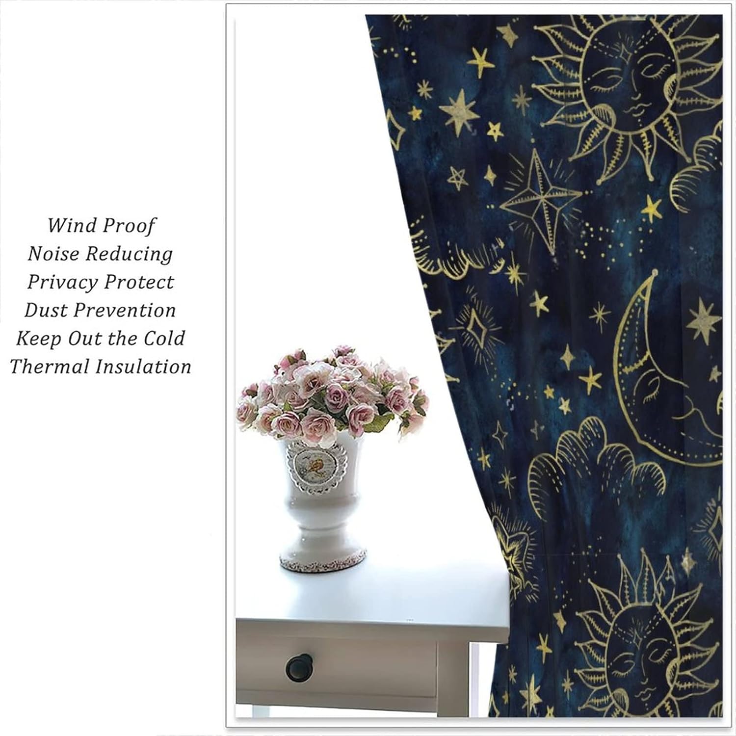 Sun and Moon Curtains Bohemian Style 2 Panels 42x63