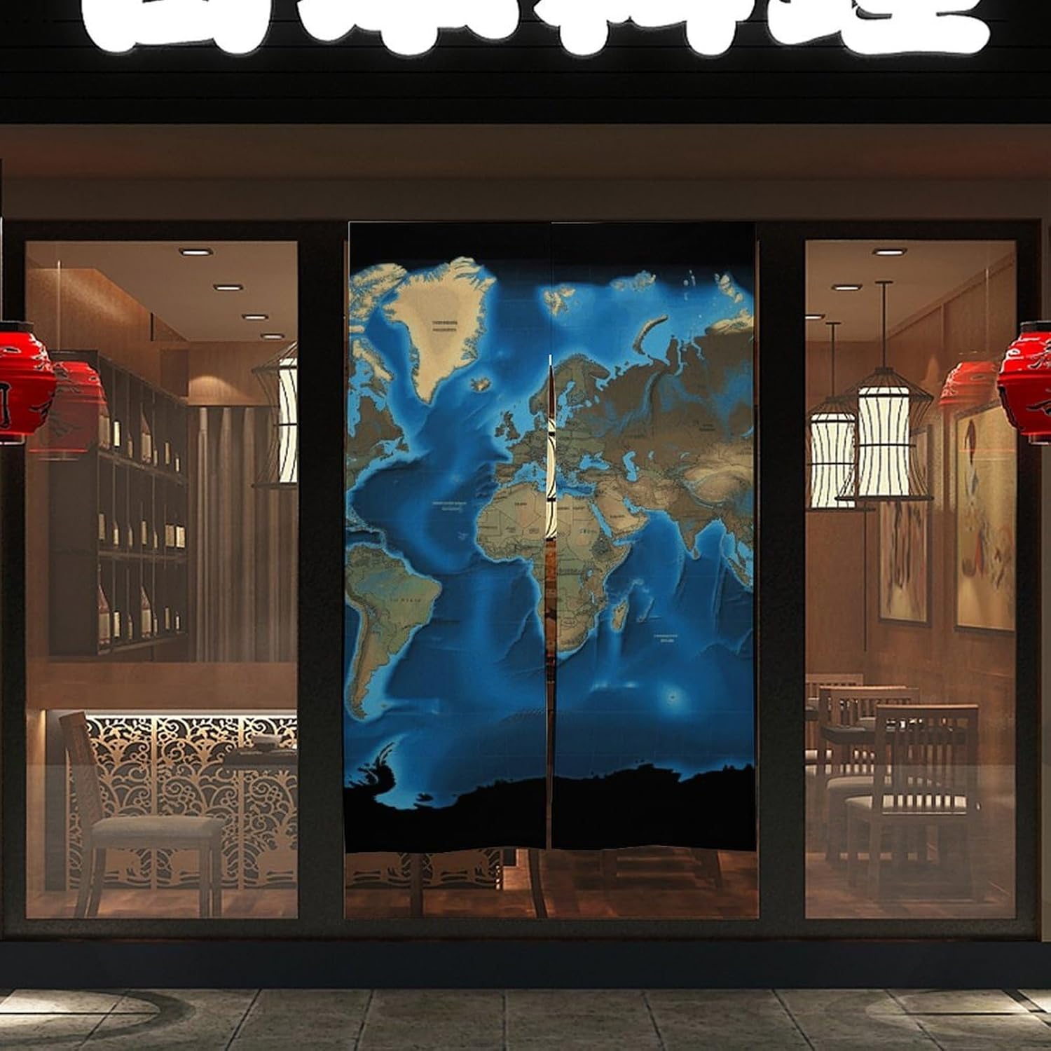 DWVSFJM World Map Door Curtain 57x17 Inches