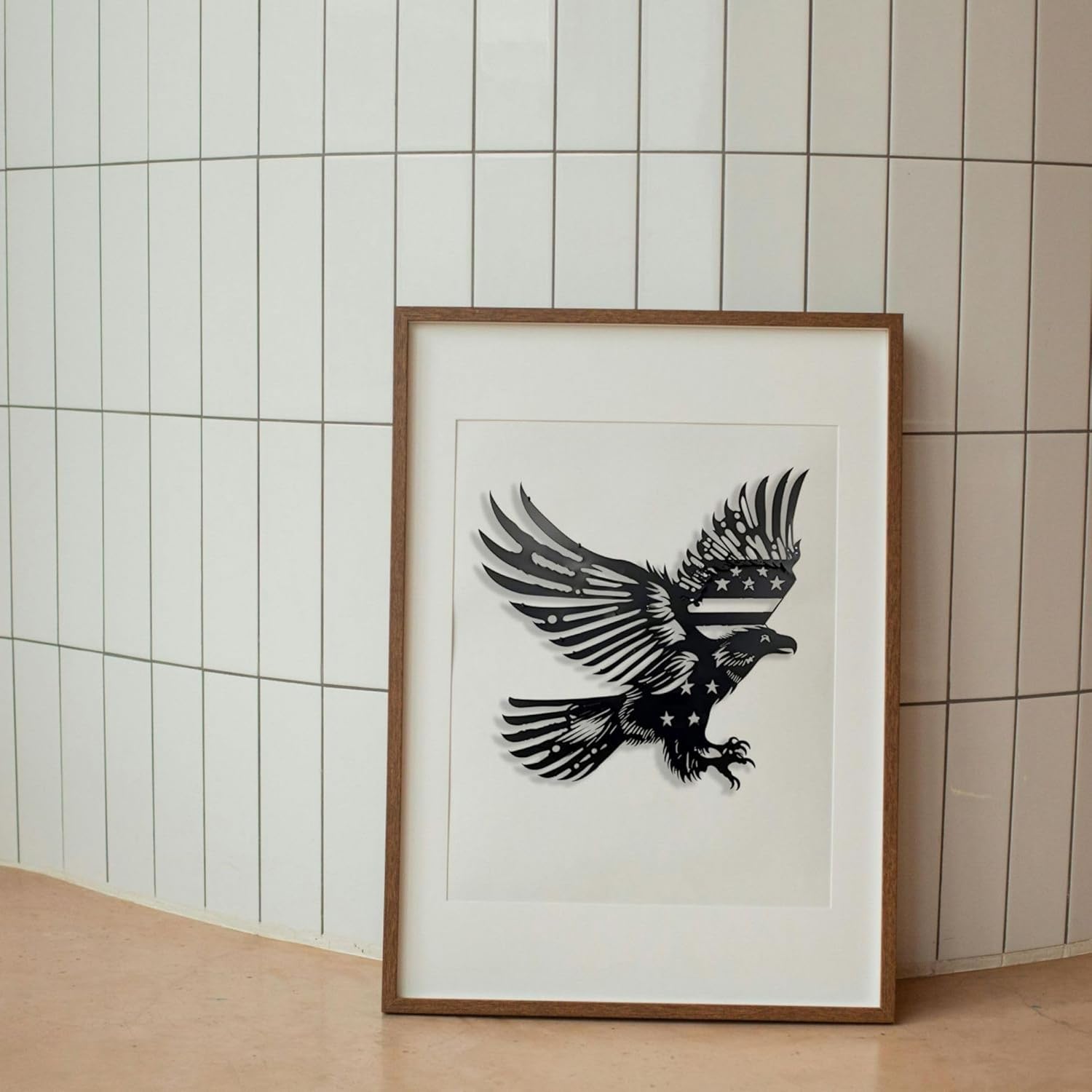 Patriotic Bald Eagle American Flag Metal Wall Art 30 Inches