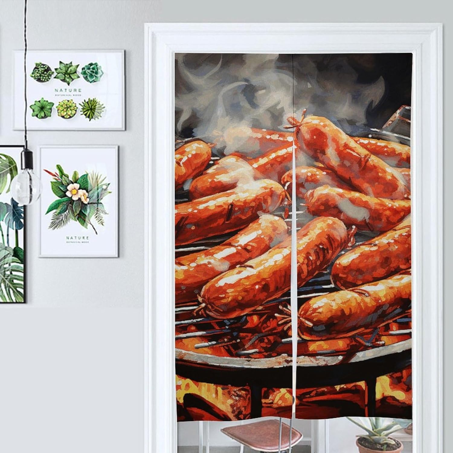 Sausage on Fire Door Curtain Split 17x57 Inch Partition
