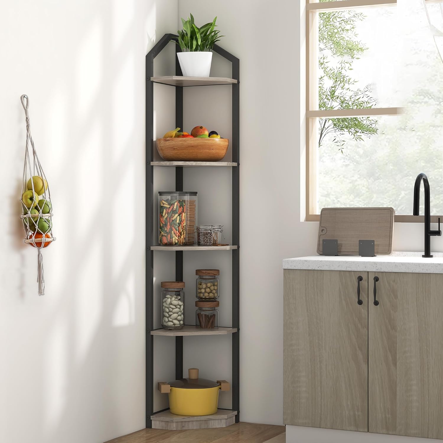 Fun Memories 5 Tier Corner Shelf Stand Grey