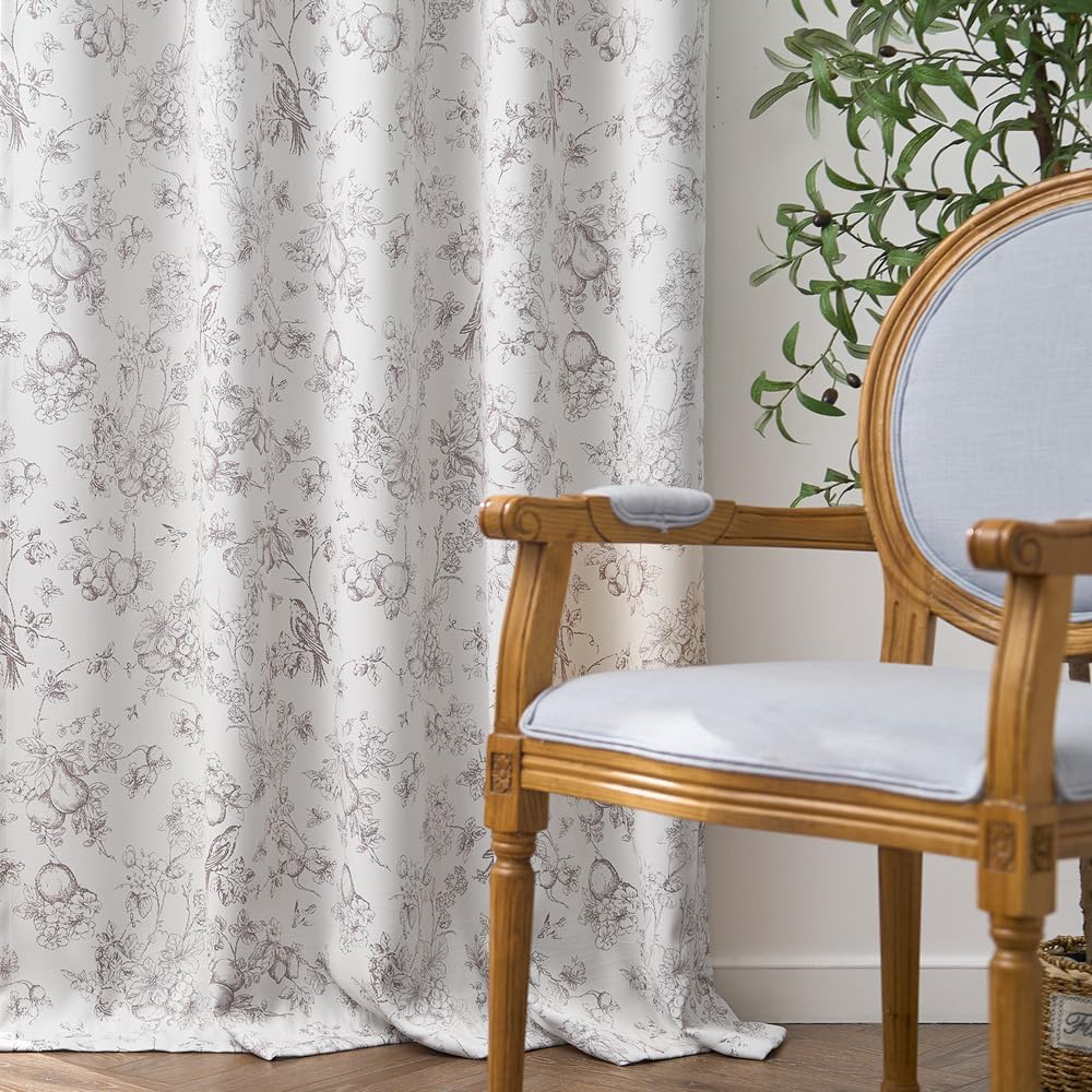Jinchan 95 Blackout Floral Curtains 63 Inch Length Set