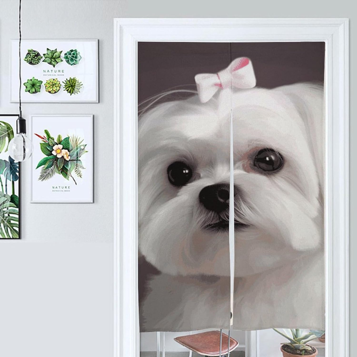 Lovely Maltese Dog Door Curtain Panel 17x57 Inch