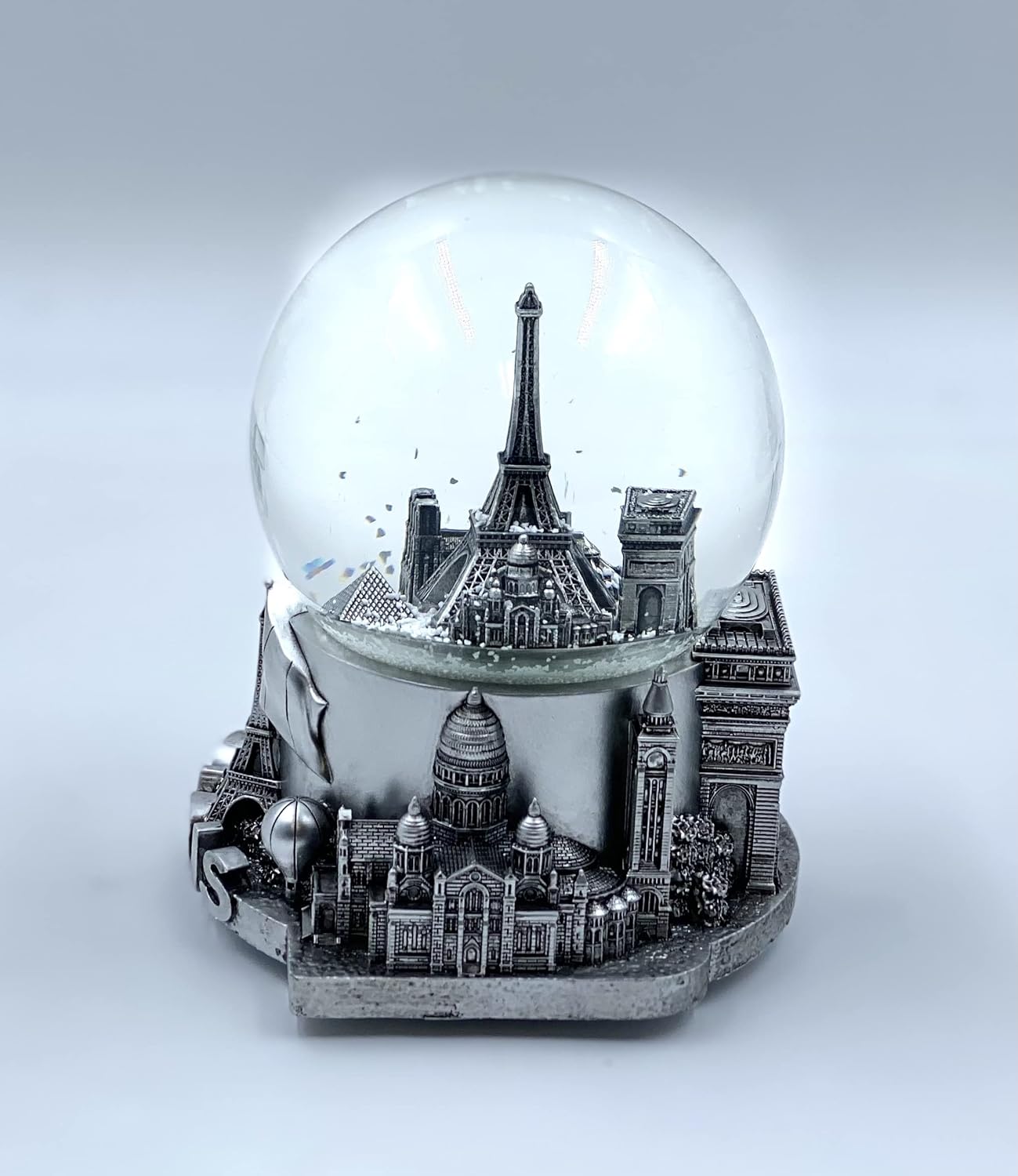 Paris Musical Snow Globe Romantic Gift Decor Silver