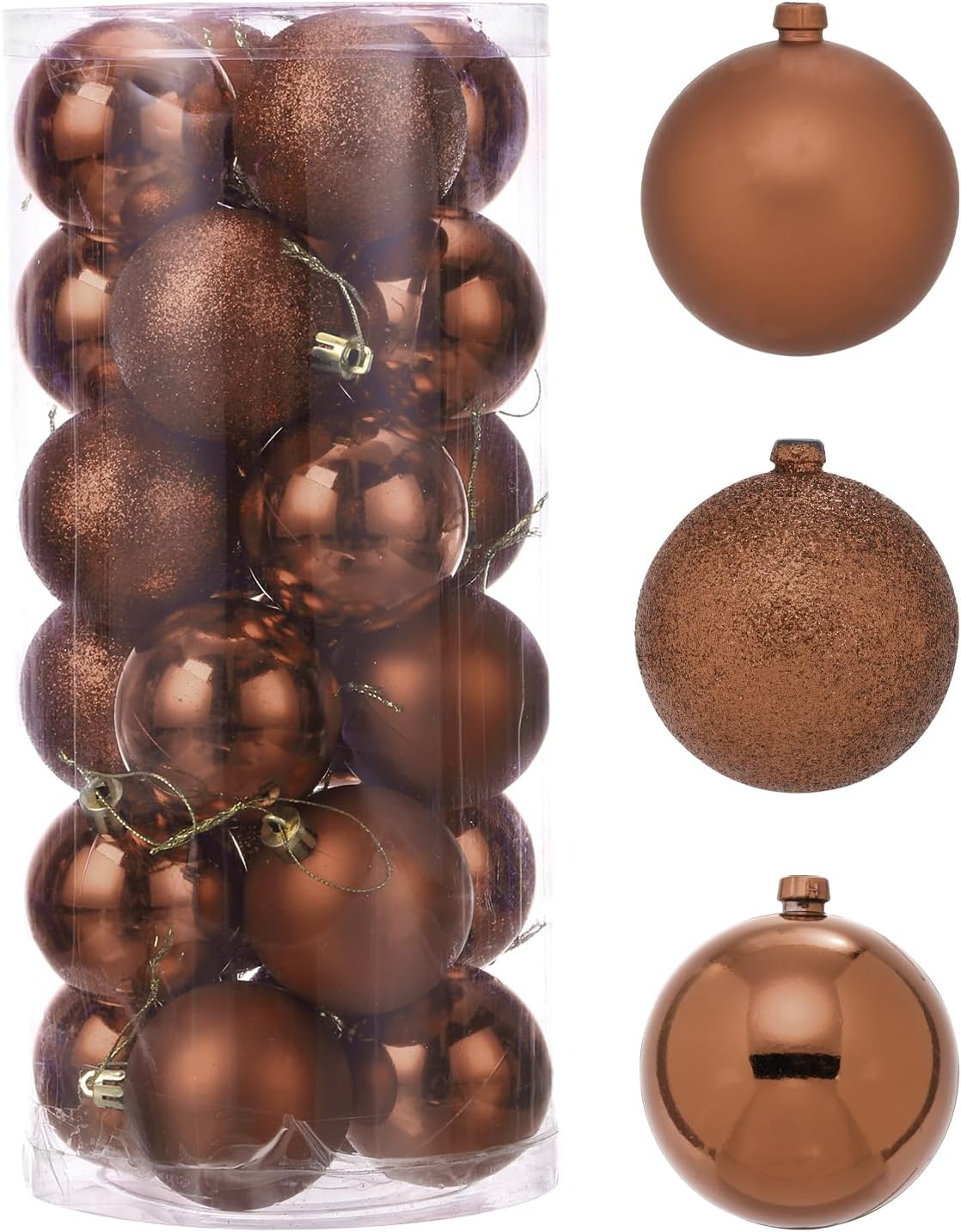 MECCANIXITY 24 Pcs Brown Christmas Tree Balls
