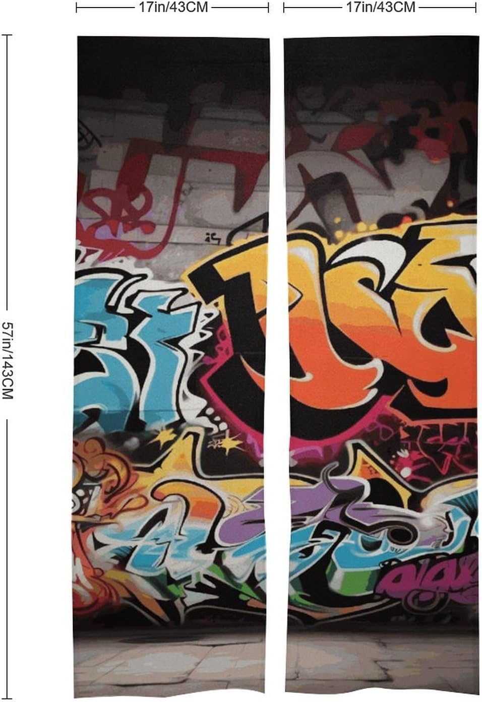 Graffiti Hip Hop Door Curtain Panel 17x57 Inch