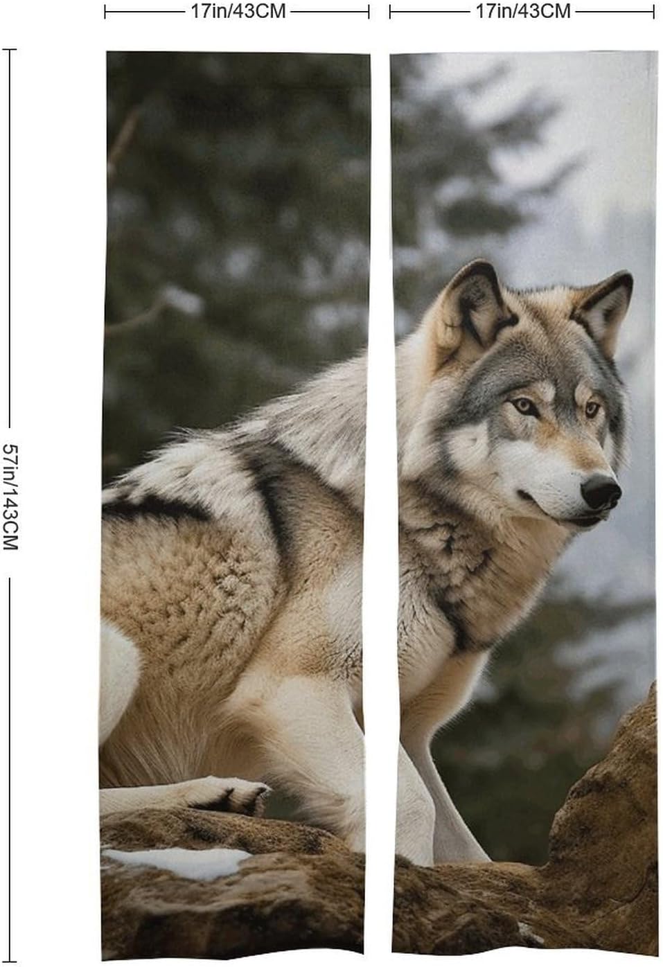 Snow Mountain Wild Wolf Door Cover Curtain 57x17 Inches
