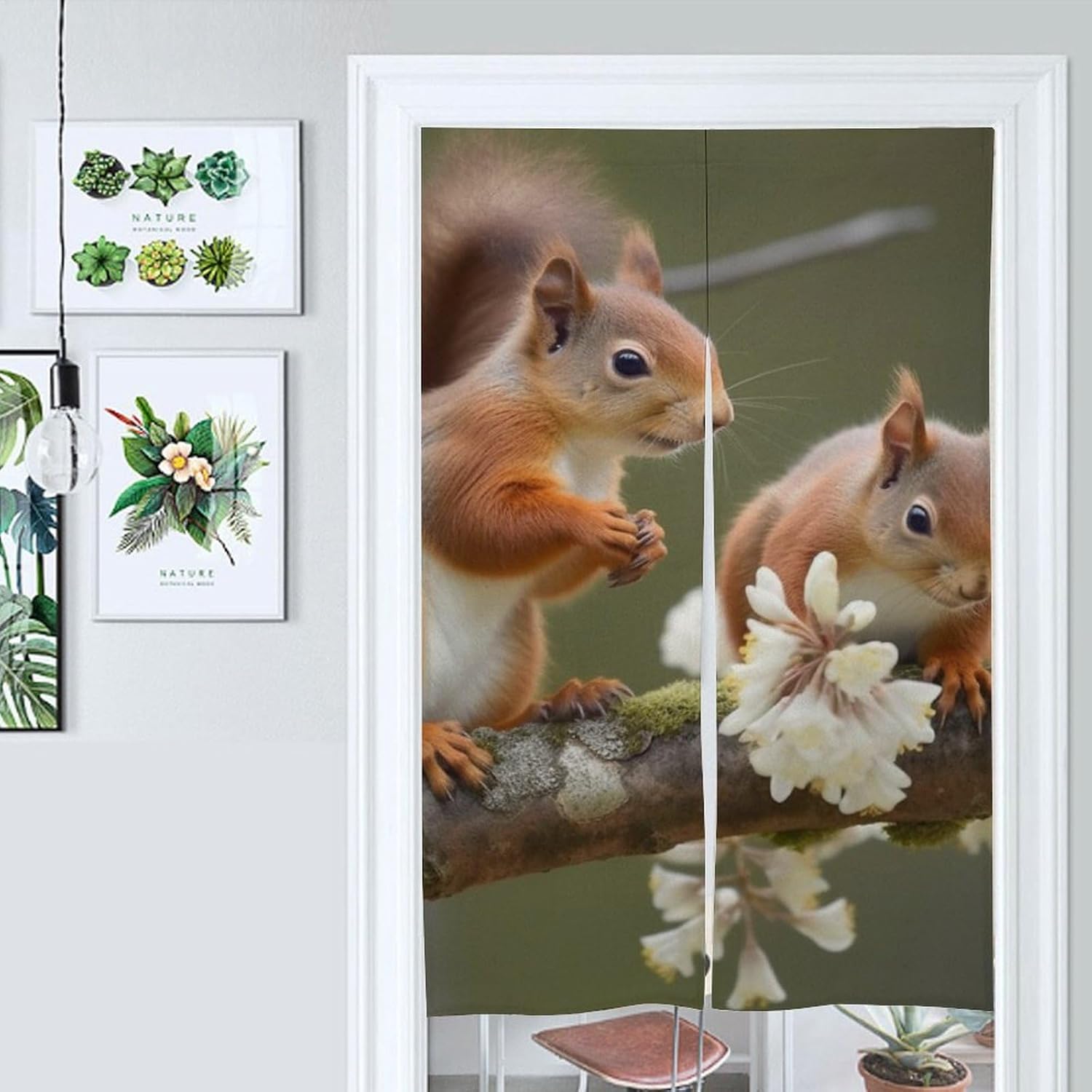 Squirrels Door Curtain Split 17x57 Inch Privacy Divider