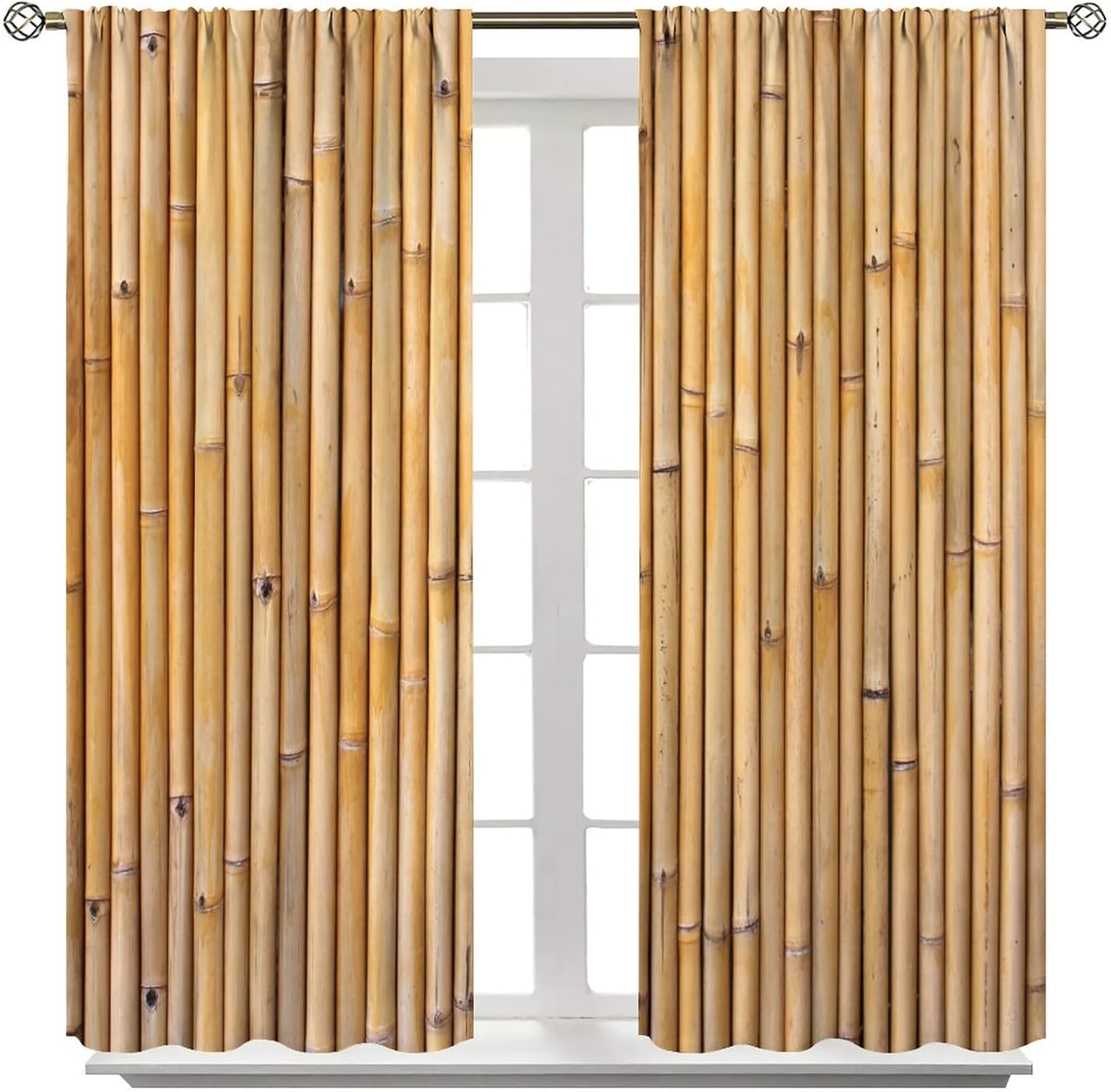 Bamboo Curtains 2 Panel Set 42x63 Inches