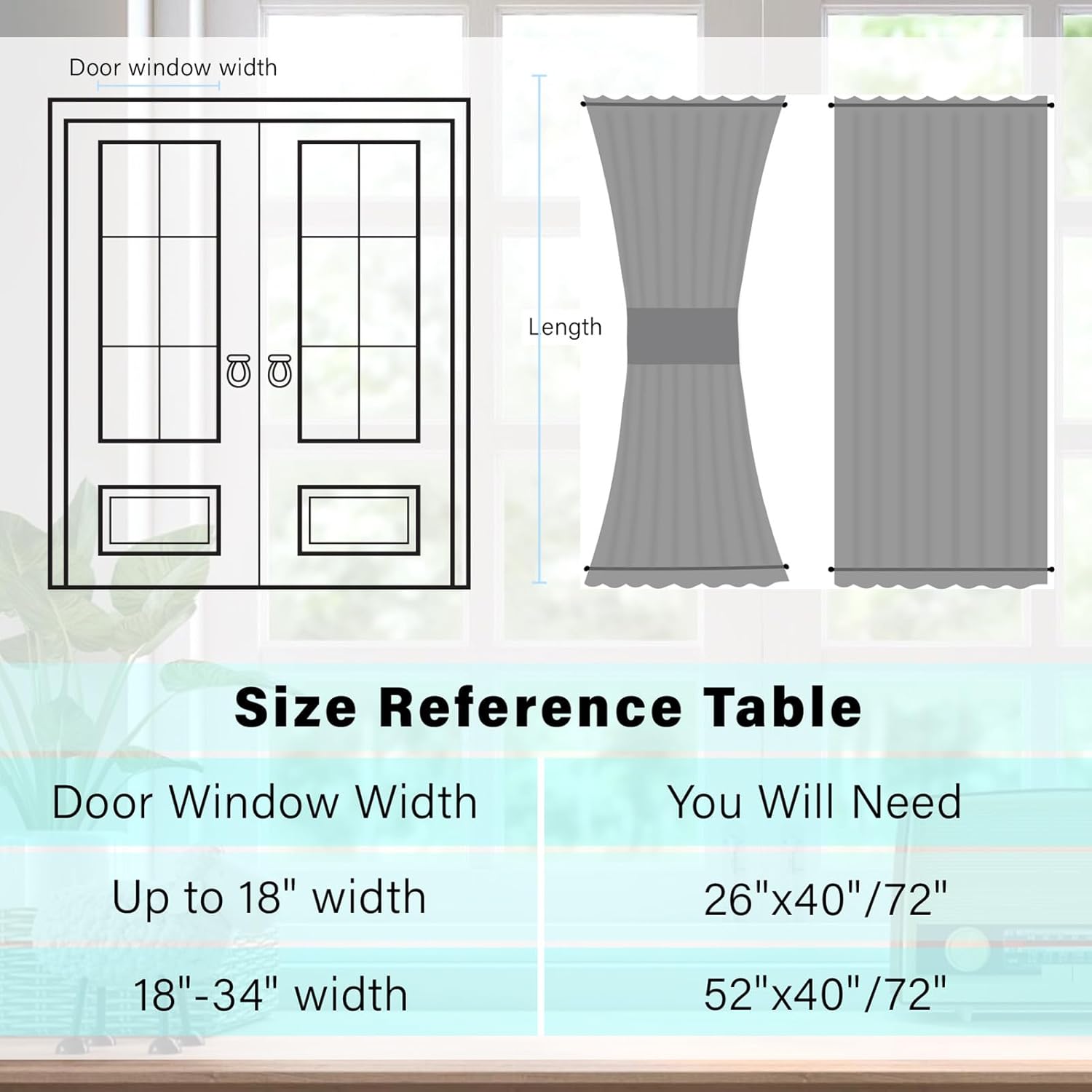 White French Door Curtain with Tieback and Floral Voile Lace