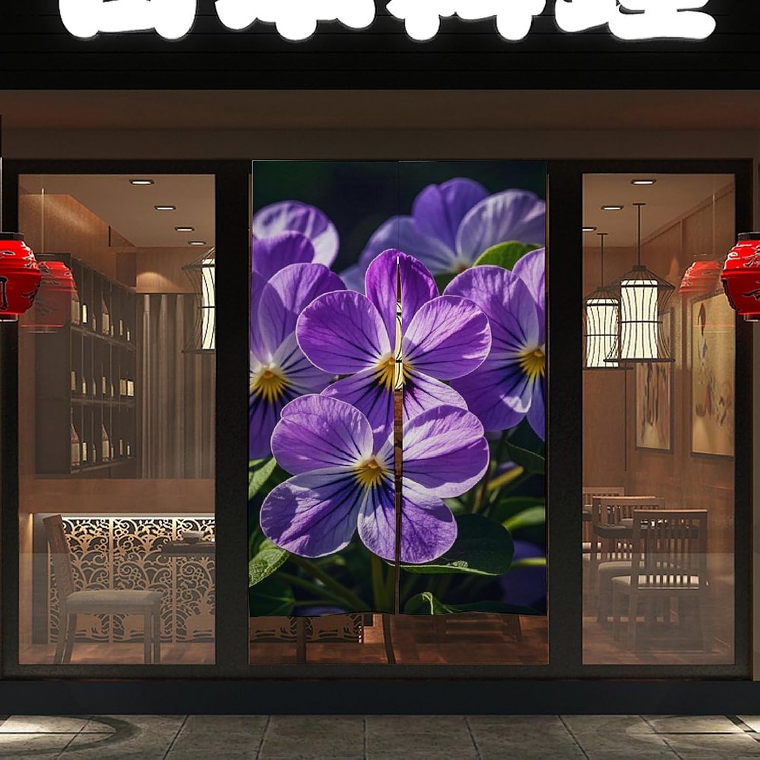 Violets in Bloom Door Curtain Panel 17x57 Inch