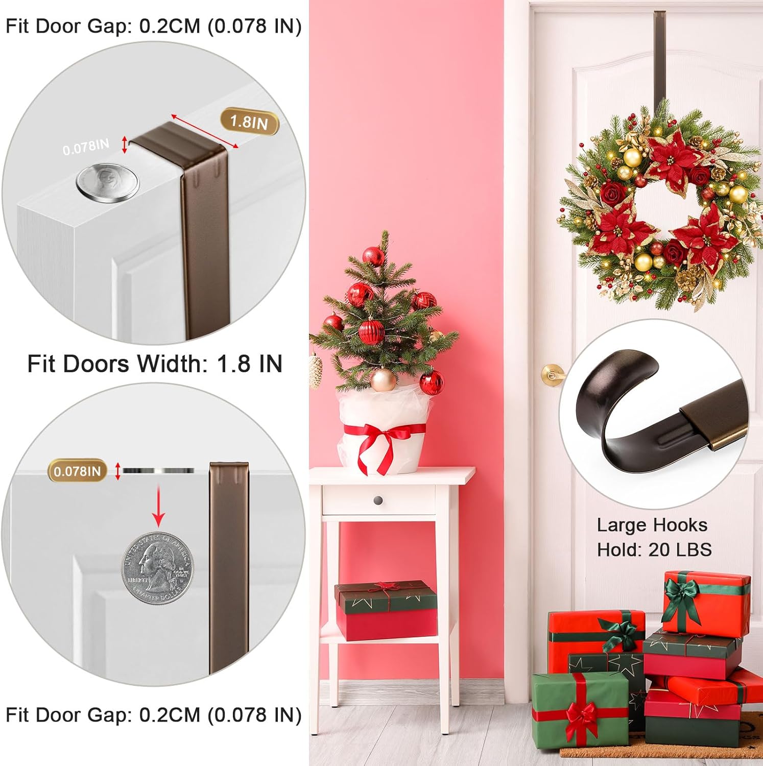 Adjustable Wreath Hanger 149-25 Inch Metal Door Hanger