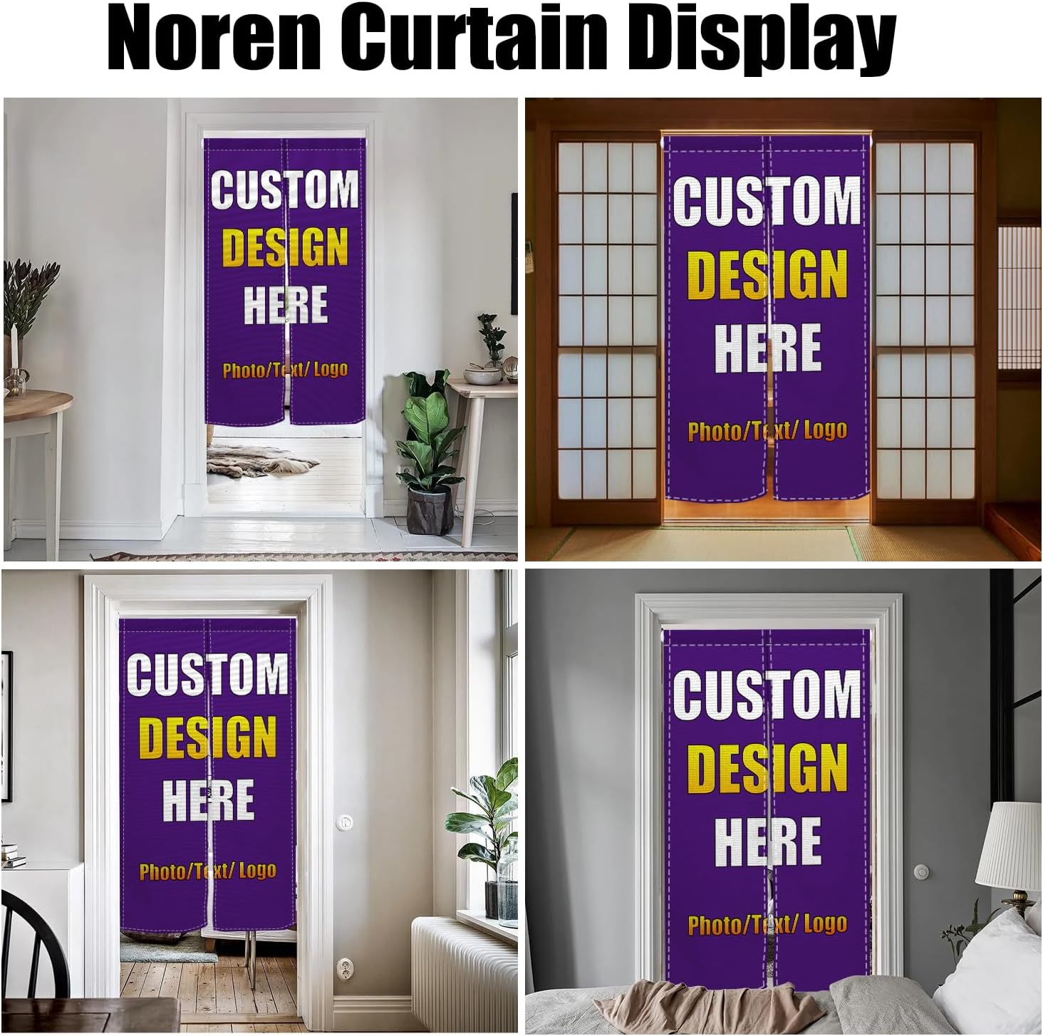 Custom Noren Curtain with Photo Text Logo