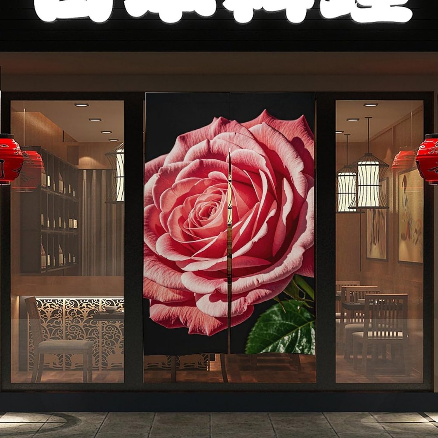 Rose Flower Door Cover Curtain 57x17 Inches